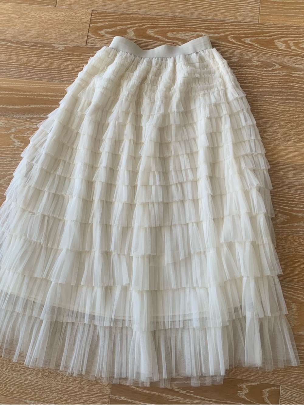Tiered Tulle Maxi Skirt in Cream NWOT